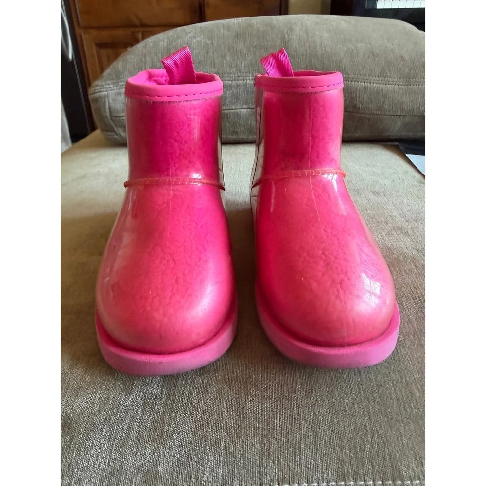 UGG Kids Classic Clear Mini II Taffy Pink Waterproof Boots 1112386K Size 13